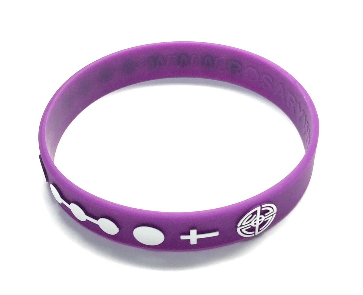 Rosary Wristband - Purple & White