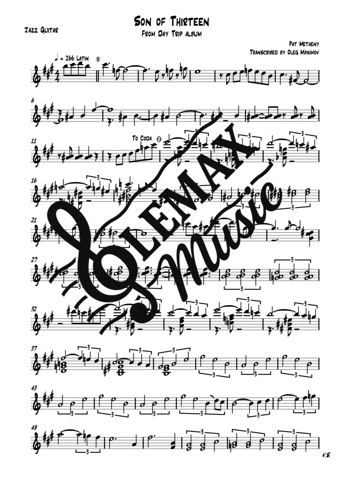 Pat Metheny – Son of Thirteen | Full Band Transcription