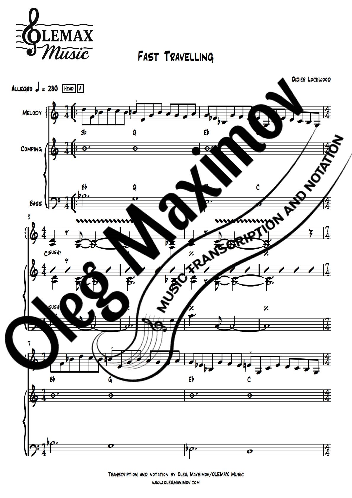 Didier Lockwood – Fast Travelling | Full Band Transcription