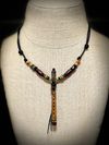 Coconut Wood Miniature Flute Pendant with Sleeping Beauty Turquoise Inlay