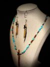 SPECIAL EDITION: Miniature Flute Set | Walnut with Sleeping Beauty Turquoise Inlay Necklace and Earrings Set