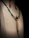 SPECIAL EDITION: Miniature Flute Set | Walnut with Sleeping Beauty Turquoise Inlay Necklace and Earrings Set