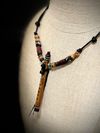 Coconut Wood Miniature Flute Pendant with Sleeping Beauty Turquoise Inlay