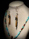 SPECIAL EDITION: Miniature Flute Set | Walnut with Sleeping Beauty Turquoise Inlay Necklace and Earrings Set