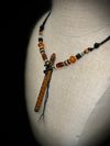 Teak Burl Wood Miniature Flute Pendant with Sleeping Beauty Turquoise Inlay