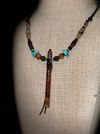 Amboyna Burl Miniature Flute Necklace with Turquoise Inlay