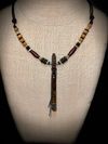 Black Limba Wood Miniature Flute Pendant with Sleeping Beauty Turquoise Inlay