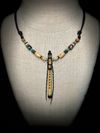 Poplar Wood Miniature Flute Pendant with Sleeping Beauty Turquoise Inlay