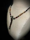 Black Limba Wood Miniature Flute Pendant with Sleeping Beauty Turquoise Inlay