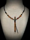 Teak Burl Wood Miniature Flute Pendant with Sleeping Beauty Turquoise Inlay