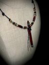 Padauk Wood Miniature Flute Pendant with Sleeping Beauty Turquoise Inlay