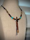 Amboyna Burl Miniature Flute Necklace with Turquoise Inlay