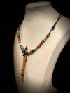 California Big Leaf Maple Burl Miniature Flute Necklace with Turquoise inlay