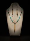 SPECIAL EDITION: Miniature Flute Set | Walnut with Sleeping Beauty Turquoise Inlay Necklace and Earrings Set