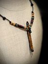 Coconut Wood Miniature Flute Pendant with Sleeping Beauty Turquoise Inlay