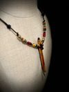 Flame Box Elder Miniature Flute Necklace with Sleeping Beauty Turquoise Inlay