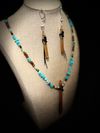 SPECIAL EDITION: Miniature Flute Set | Walnut with Sleeping Beauty Turquoise Inlay Necklace and Earrings Set