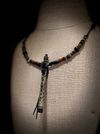 Buckeye Burl and Rosewood Miniature Flute Necklace with Turquoise Inlay