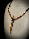 Flame Box Elder Miniature Flute Necklace with Sleeping Beauty Turquoise Inlay