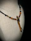Teak Burl Wood Miniature Flute Pendant with Sleeping Beauty Turquoise Inlay