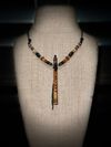 California Big Leaf Maple Burl Miniature Flute Necklace with Turquoise inlay