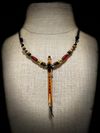 Flame Box Elder Miniature Flute Necklace with Sleeping Beauty Turquoise Inlay