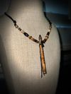California Big Leaf Maple Burl Miniature Flute Necklace with Turquoise inlay