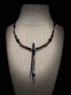 Buckeye Burl and Rosewood Miniature Flute Necklace with Turquoise Inlay