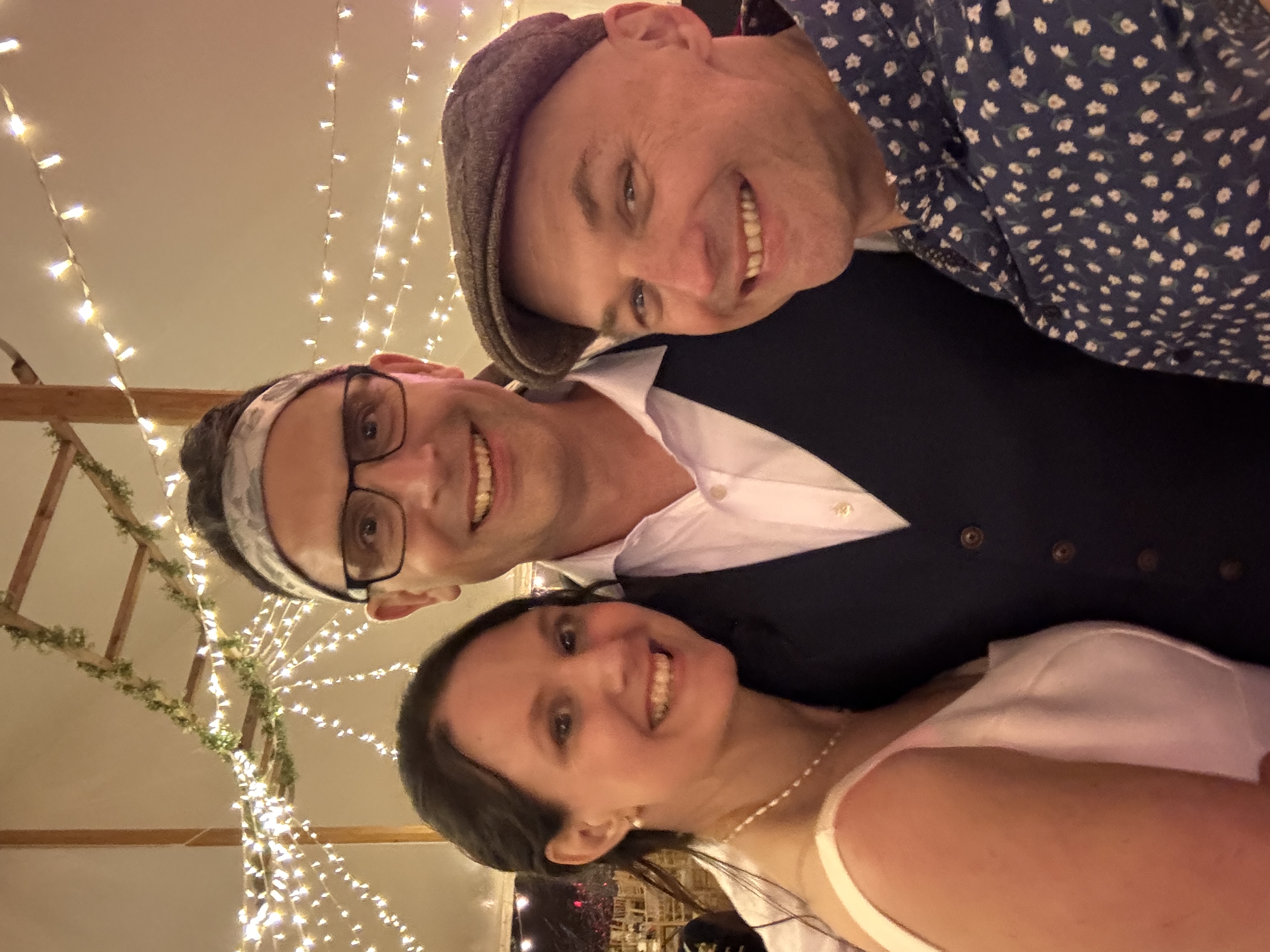 Neil and Carly celebrating at Carswell Weddings in Devon with live music from Phil Smyth and New Heroes