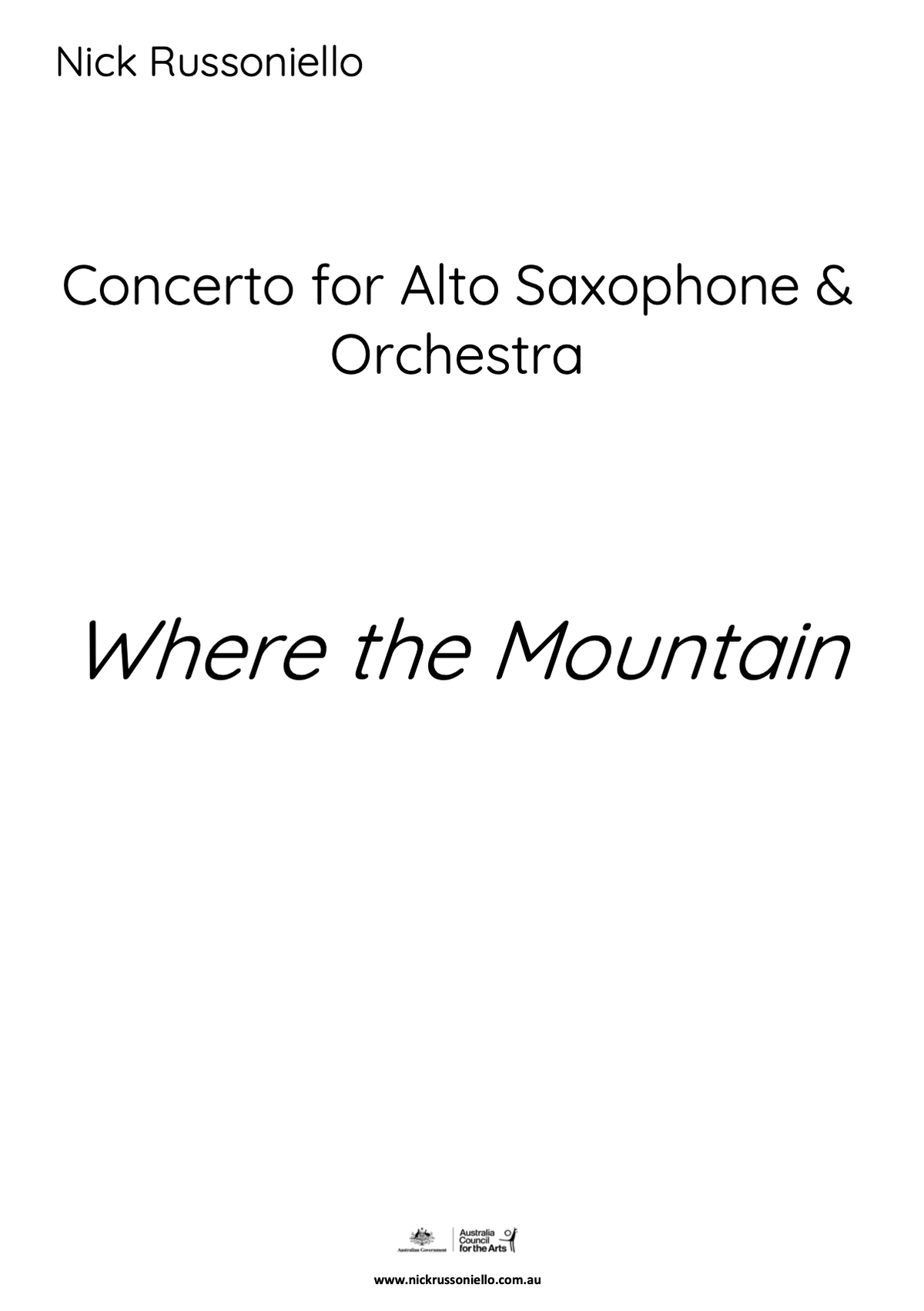 Where the Mountain, Concerto for Alto Saxophone & Orchestra