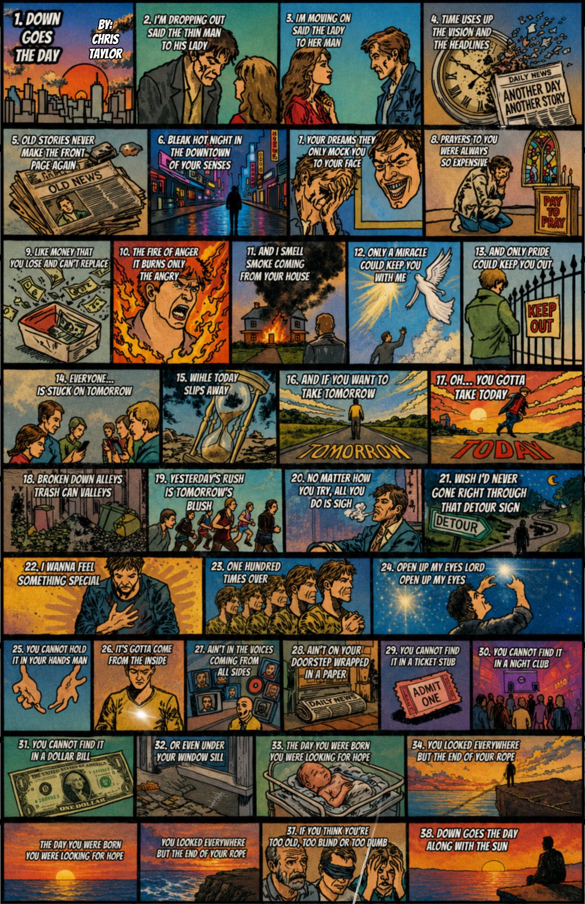 Song Lyric / Comic Strip - Down Goes The Day (11x17")