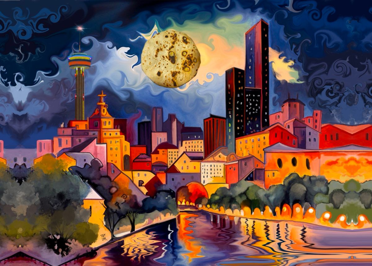 San Antonio Series - San Antonio Moon (7x5")