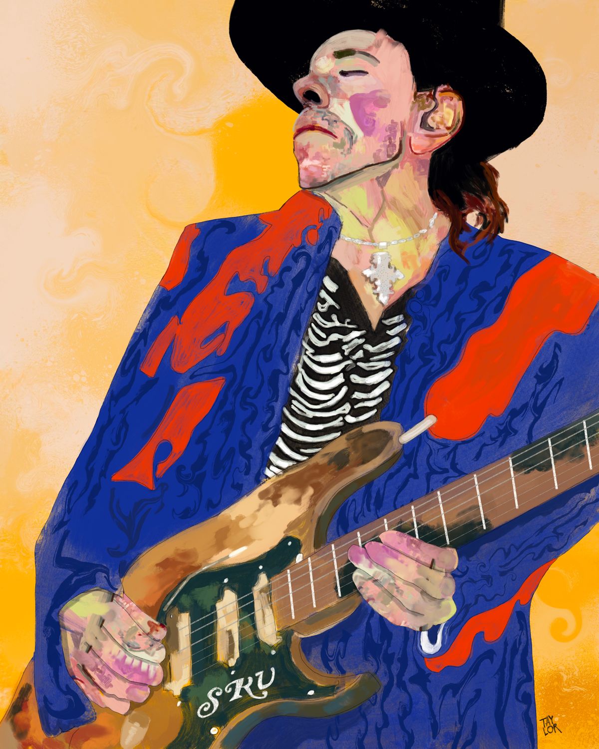 Abstract Musician Series - Stevie Ray Vaughan (5x7")