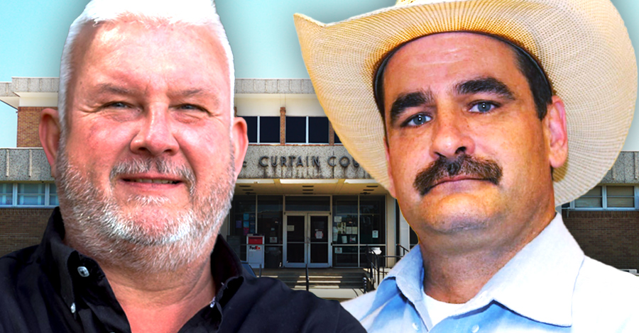 Jennings and Clardy in front of the McCurtain County building