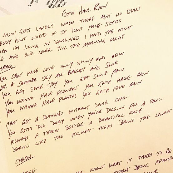 Handwritten lyrics