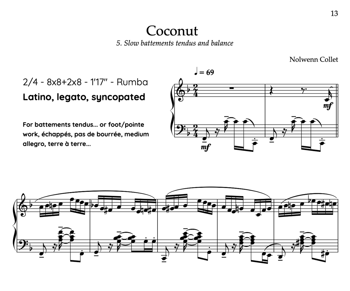 CODA - 5. Slow tendus and balance "Coconut" - PDF Sheet music