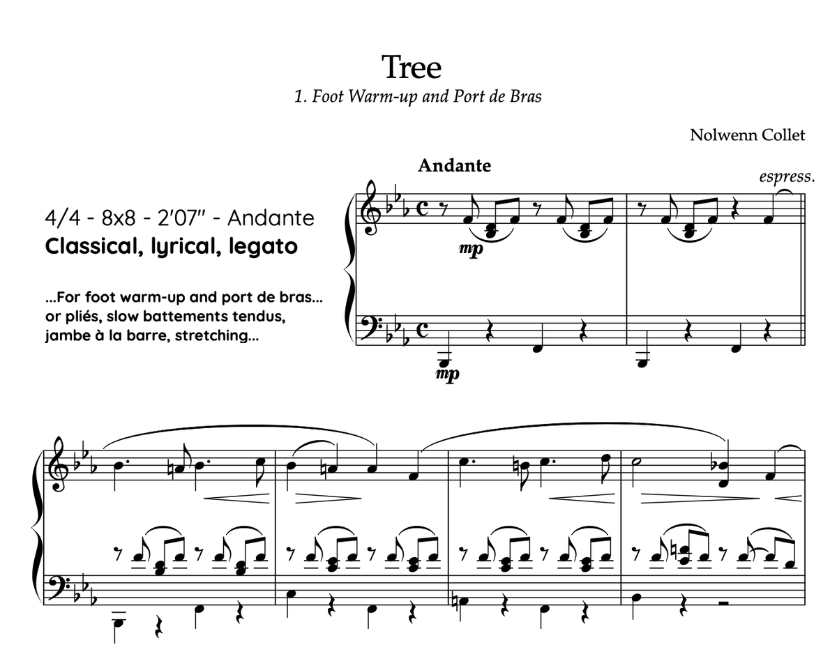CODA - 1. Foot warm-up and port de bras "Tree" - PDF Sheet music