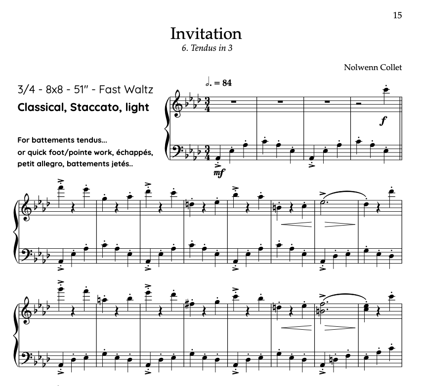 CODA - 6. Tendus in 3 "Invitation" - PDF Sheet music