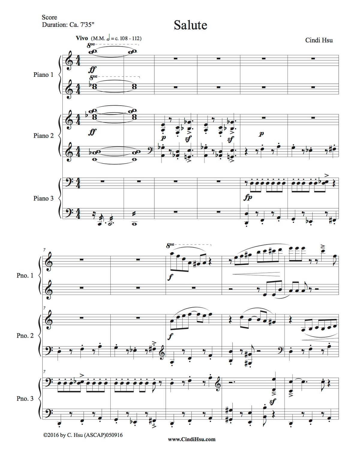 Salute, for one piano six hands