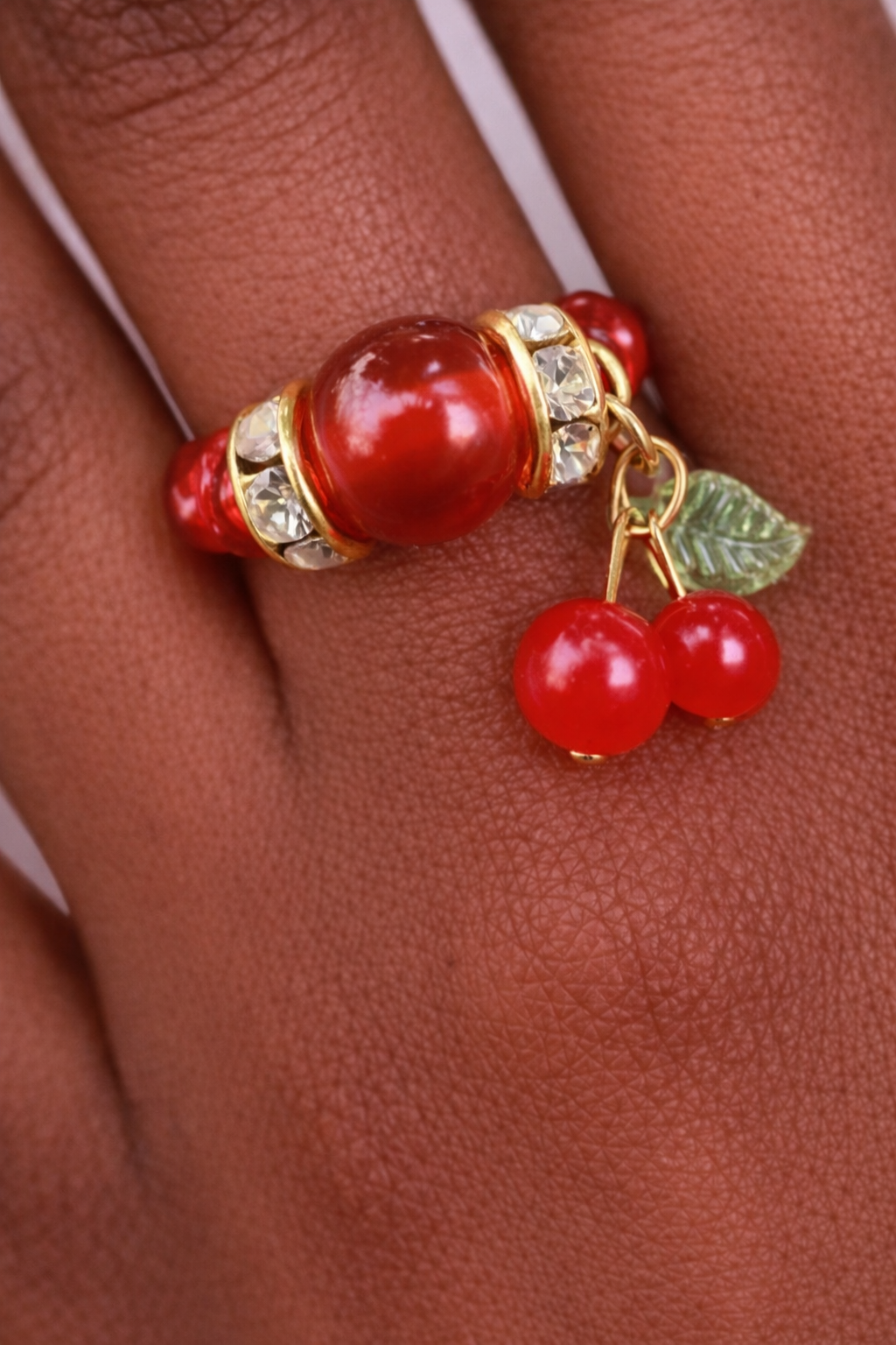 “Lady in Red” 🍒 Carnelian Cherry Dangle Ring