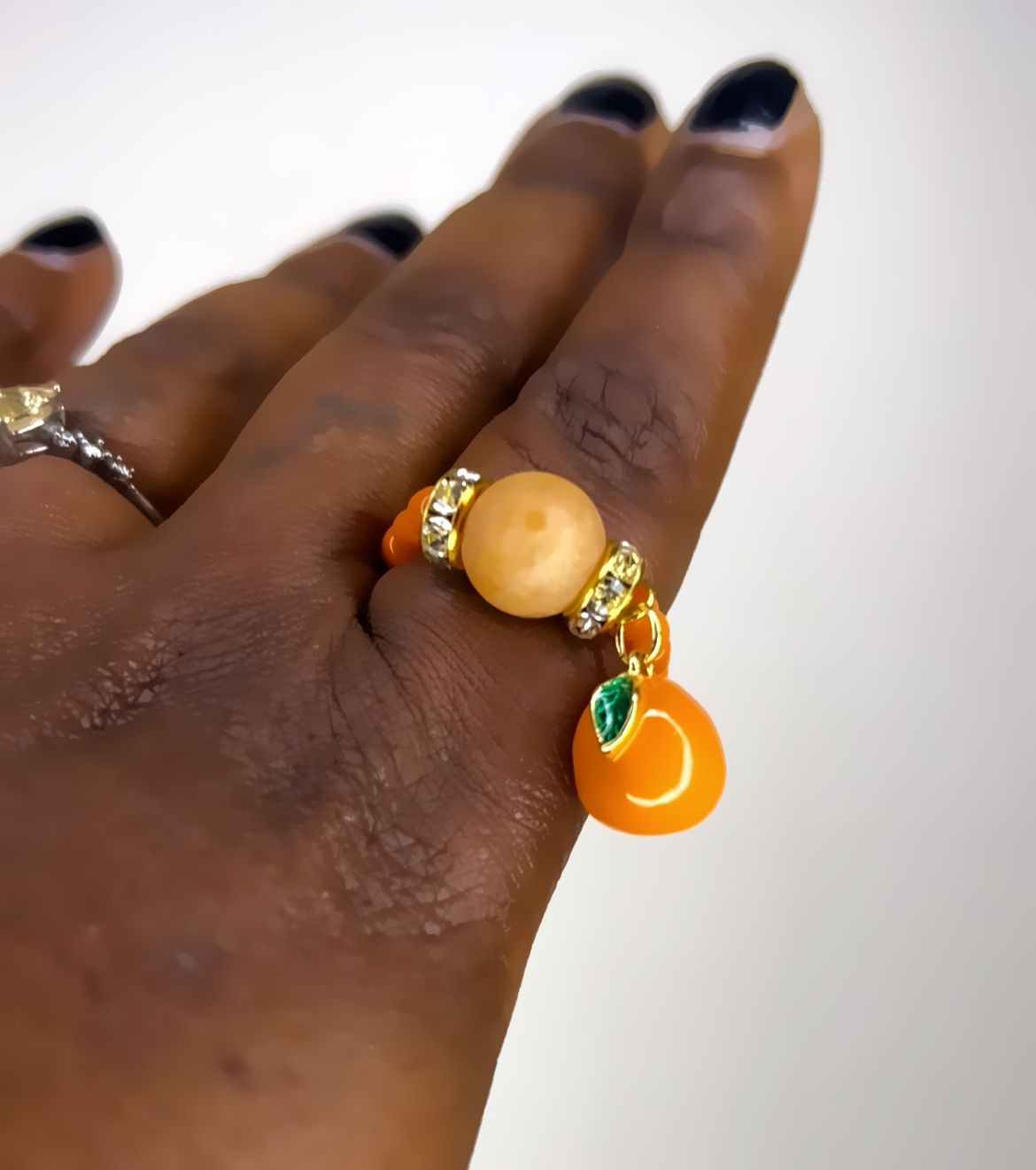 Orange Aventurine Orange Dangle beaded stretch ring