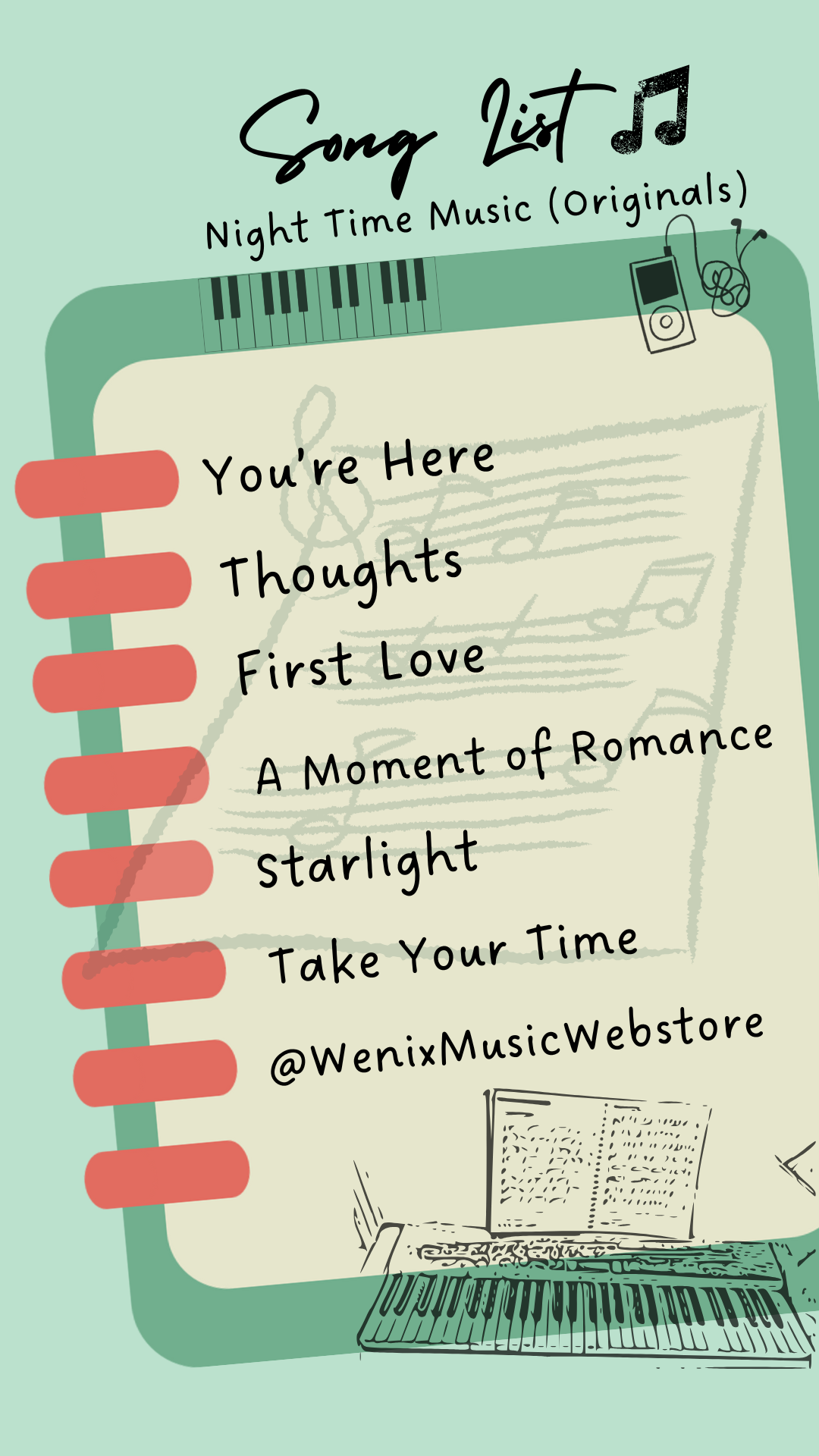 17052025 Live Stream Instrumental Music Lead Sheets|You're Here, Thoughts, A Moment of Romance, First Love, Starlight, Take Your Time|Originals by Wenix Lim