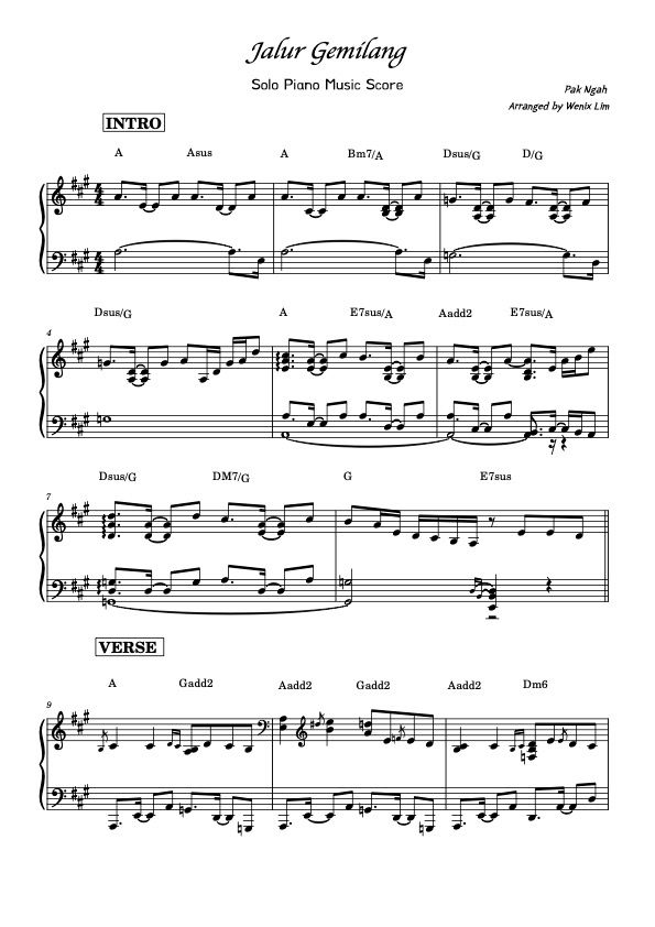 Jalur Gemilang (Stripes of Glory) - Pak Ngah|Malaysian National Flag Anthem|Solo Piano Full Score|Arranged by Wenix Lim