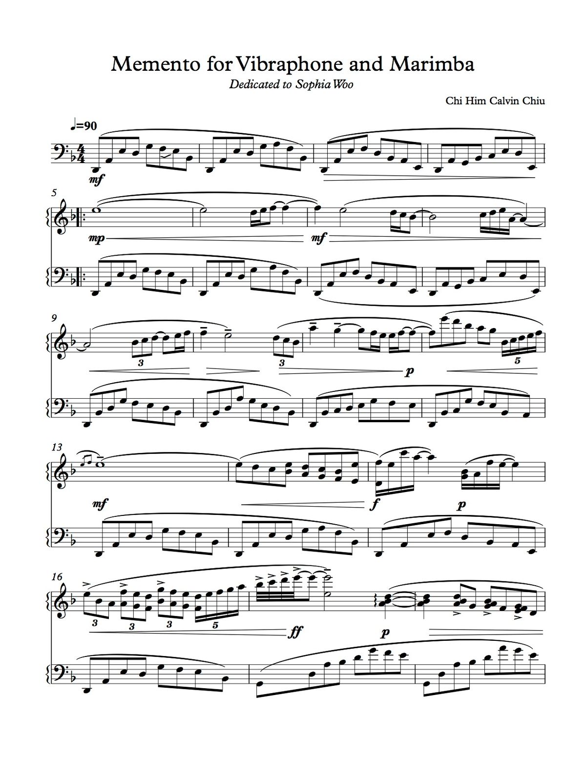 "Memento" Duet for Marimba and Vibraphone Digital Copy