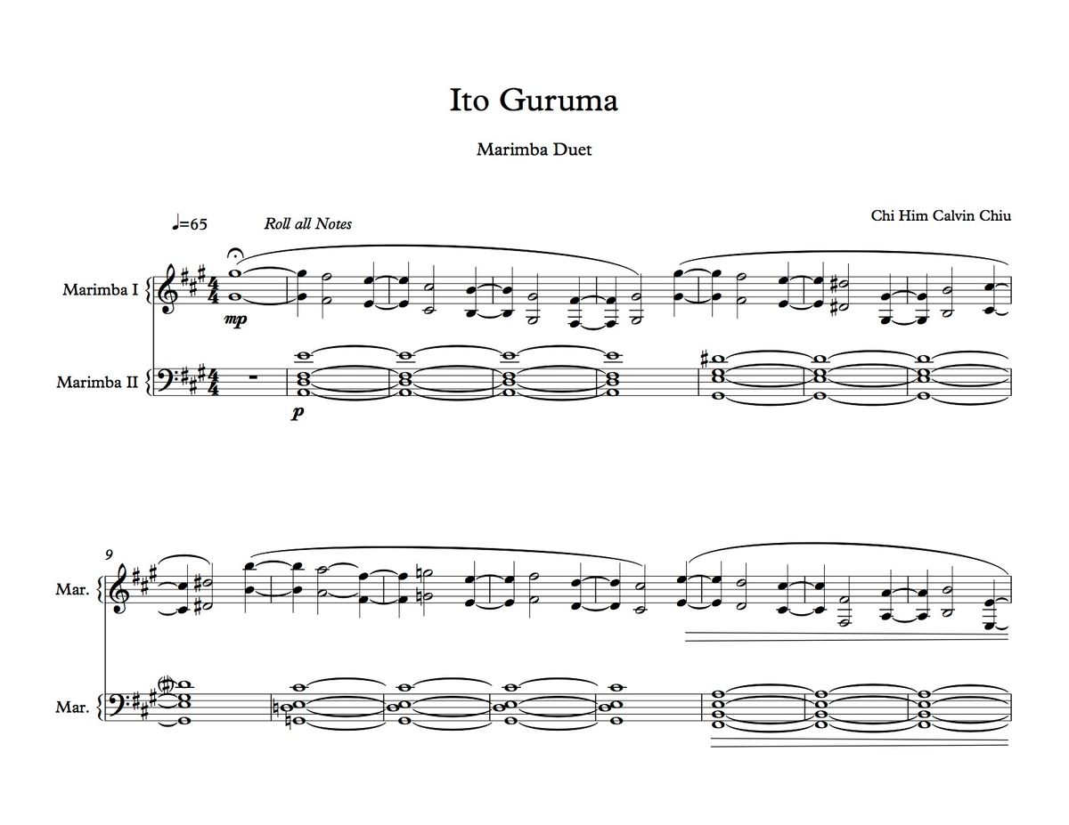 "Ito Guruma" for Marimba Duet