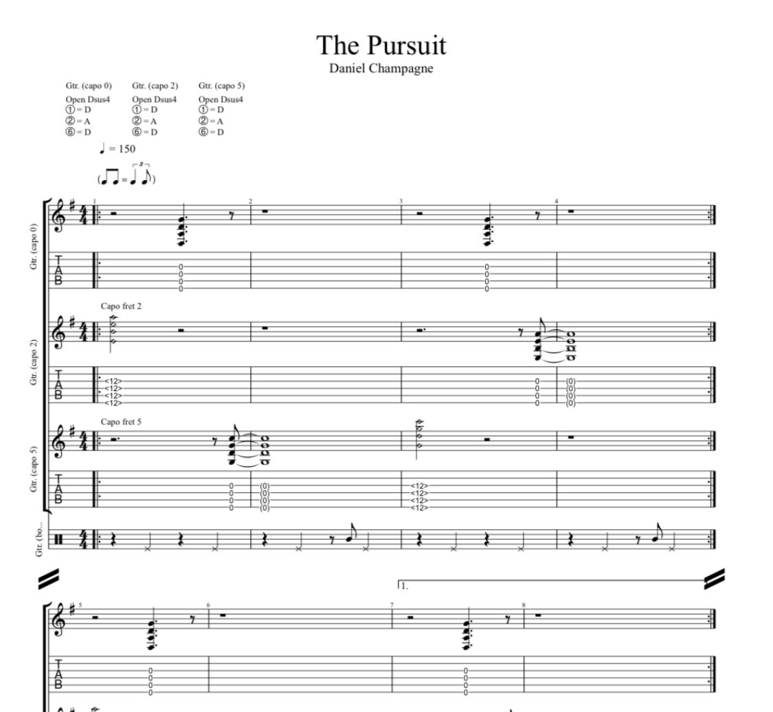 The Pursuit - Guitar TAB and sheet music (FREE)