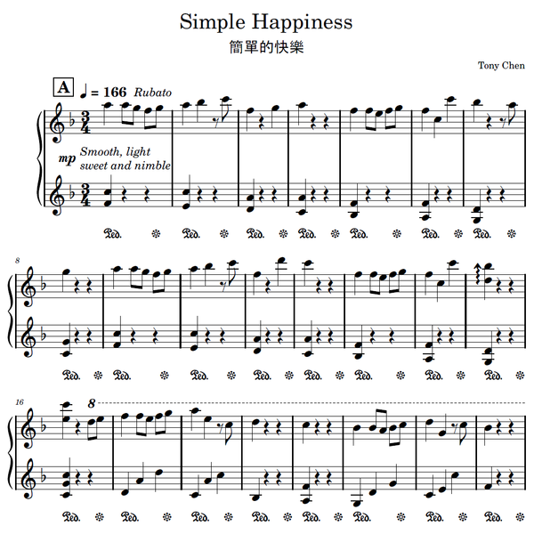 Simple Happiness - Piano Sheet