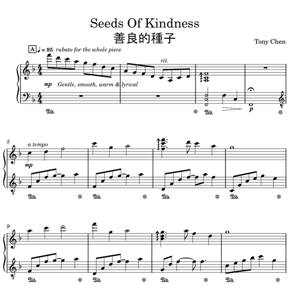 Seeds Of Kindness - Piano Sheet