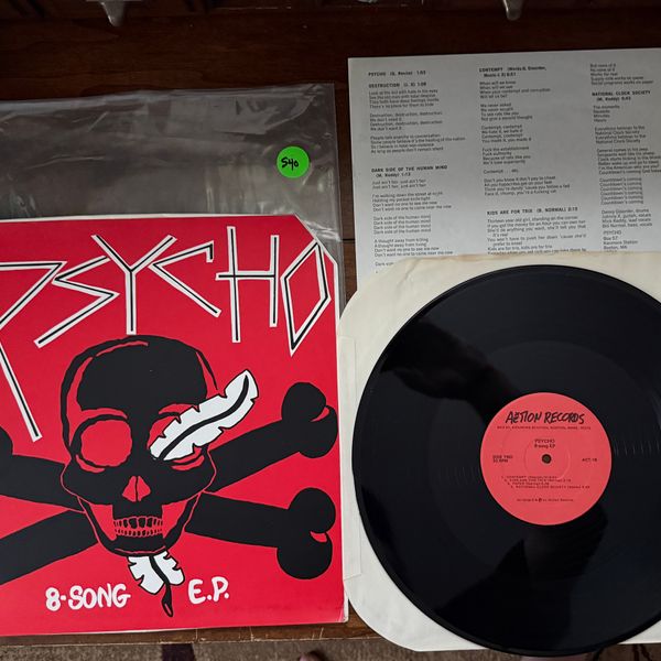 #540 Psycho 8-Song EP 1st Press 12" Promo Copy w/ Insert - #540 PSYCHO 8-SONG EP 1ST PRESS 12"