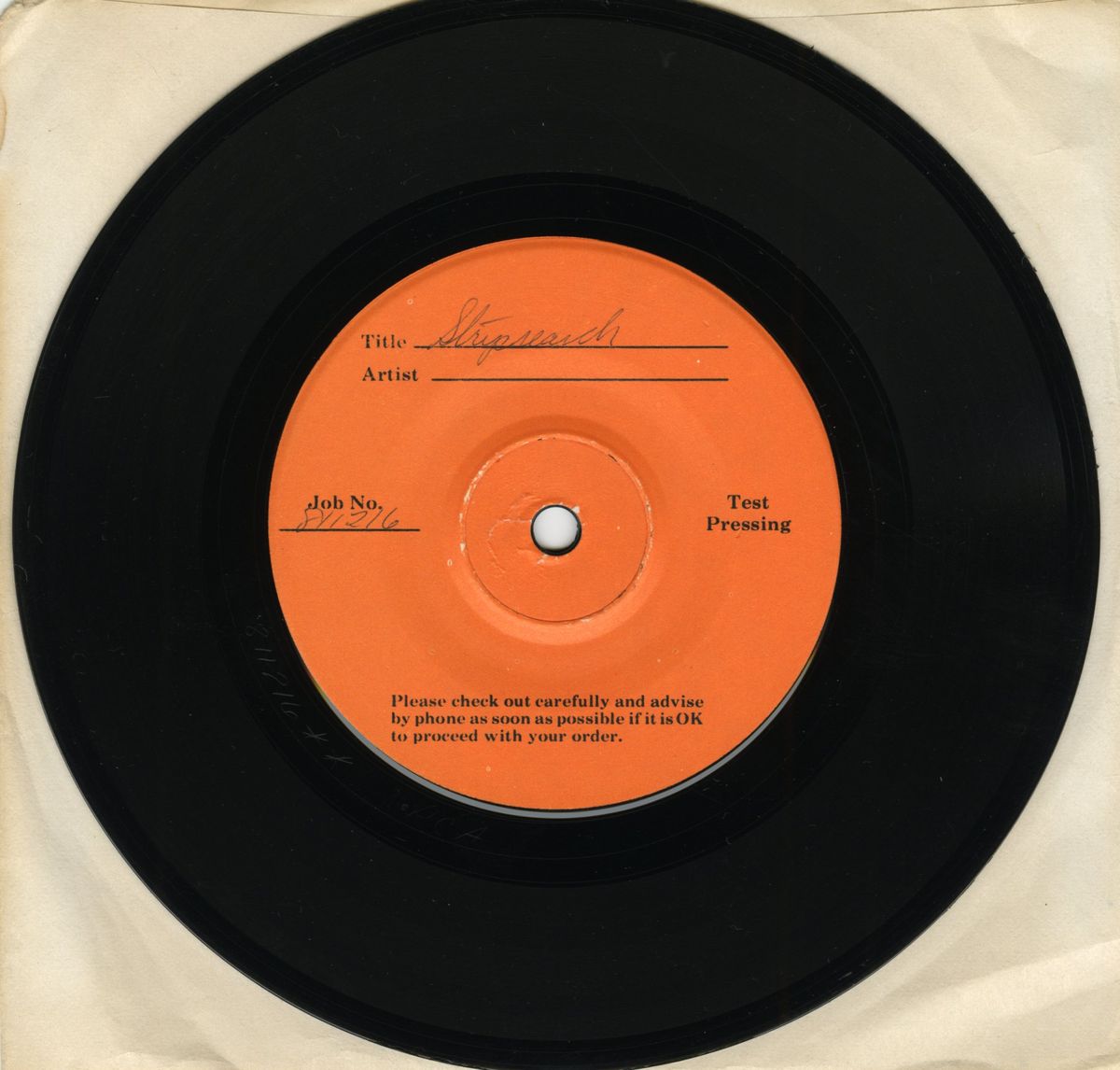 #94 RARE The Stripsearch Test Pressing 1981 3A/B Sm Hole
